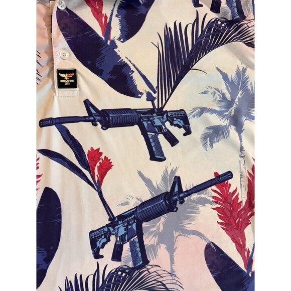 Eagle Six Gear Golf Polo Shirt Mens XL Midnight Aloha AR15 Tropical Floral Palms - Picture 2 of 13